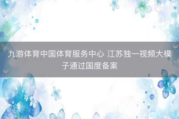 九游体育中国体育服务中心 江苏独一视频大模子通过国度备案