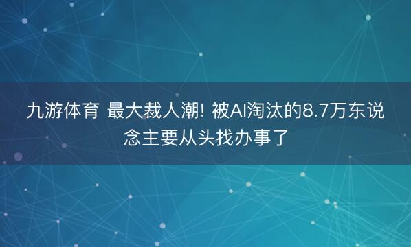 九游体育 最大裁人潮! 被AI淘汰的8.7万东说念主要从头找办事了